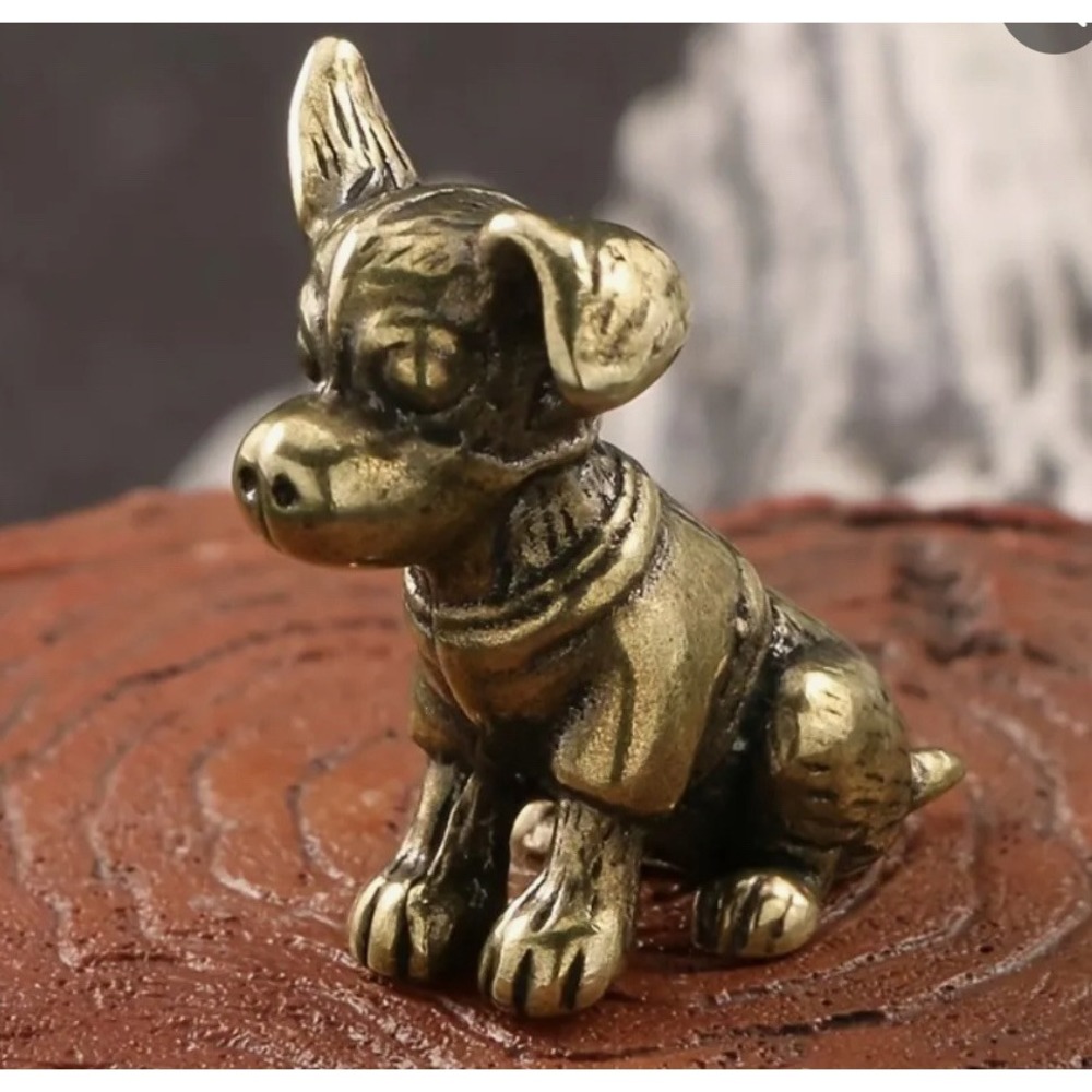 Brass Dog Figurine‎ Cute Brass Chihuahua for Tea Room Living Room